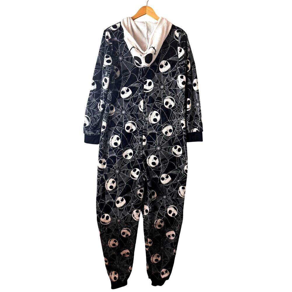 Disney Nightmare Before Christmas Halloween Pajamas Womens Large One Piece Hood